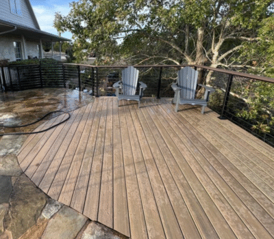 Tan composite deck enhancing living space installed by Sasquatch Deck